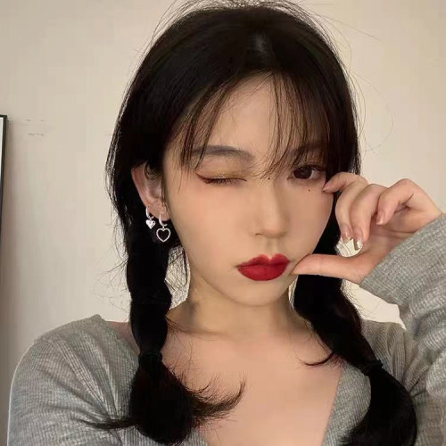 2021年新款不對稱耳環女復古甜美鏤空愛心桃心耳釘耳圈耳釦設計感