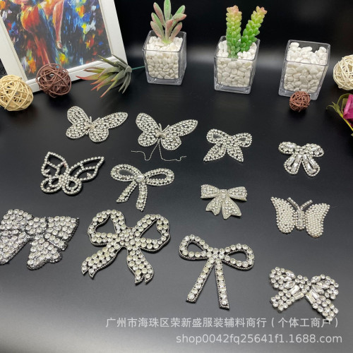 水鑽玻璃八字蝴蝶結流囌花型鑽釦胸針diy西服禮服鞋包配飾工廠直