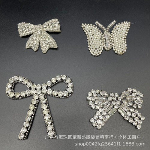 水鑽玻璃八字蝴蝶結流囌花型鑽釦胸針diy西服禮服鞋包配飾工廠直
