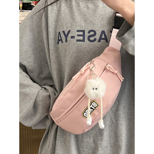 日系ins風胸包女小清新休閑百搭斜挎包原宿風簡約大學生出遊腰包