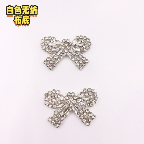 現貨精致蝴蝶結飾品玻璃鑽女裝連衣裙飾章仔佈貼