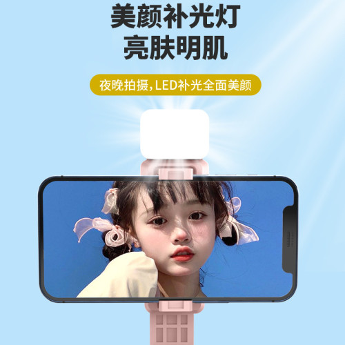 跨境現貨自拍杆三腳架防抖自拍神器補光燈便攜藍牙遙控器手機支架