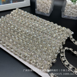 燒銲銅銀白爪鑽爪鏈 手縫太陽花式水鑽鏈條diy婚紗服飾手工輔料配