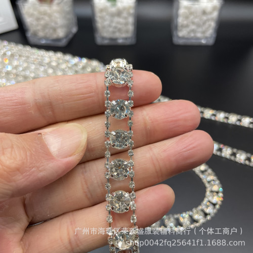 燒銲銅銀白爪鑽爪鏈 手縫太陽花式水鑽鏈條diy婚紗服飾手工輔料配