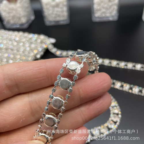燒銲銅銀白爪鑽爪鏈 手縫太陽花式水鑽鏈條diy婚紗服飾手工輔料配