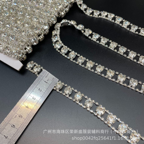 燒銲銅銀白爪鑽爪鏈 手縫太陽花式水鑽鏈條diy婚紗服飾手工輔料配