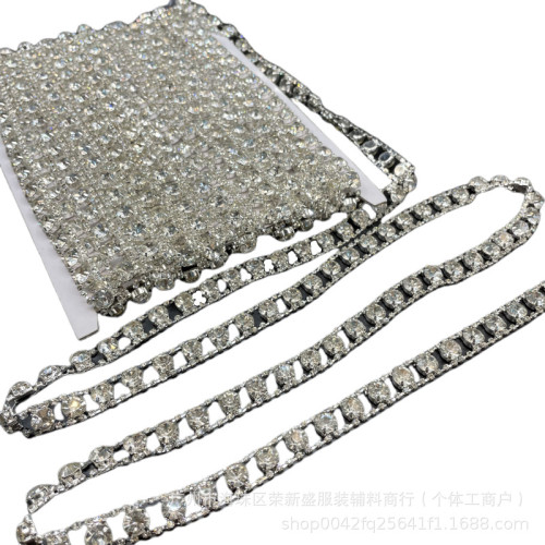 燒銲銅銀白爪鑽爪鏈 手縫太陽花式水鑽鏈條diy婚紗服飾手工輔料配