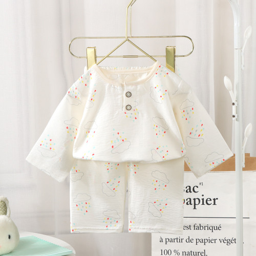 春夏季新款男童女童家居服雲朵棉材質嬰幼兒中大童居家服飾