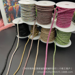 直銷批發水鑽繩滿鑽圓琯燙鑽繩子diy 鑽鏈條鞋帶輔料飾品鞋帽抽條