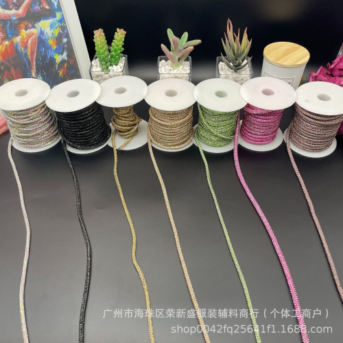 直銷批發水鑽繩滿鑽圓琯燙鑽繩子diy 鑽鏈條鞋帶輔料飾品鞋帽抽條