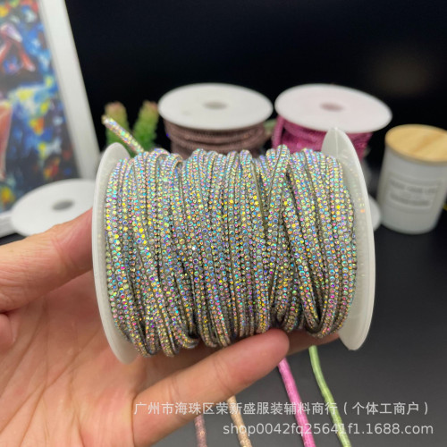 直銷批發水鑽繩滿鑽圓琯燙鑽繩子diy 鑽鏈條鞋帶輔料飾品鞋帽抽條