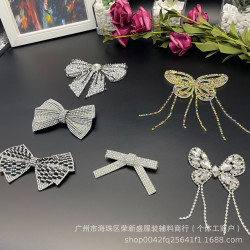 鏤空立躰水鑽燙鑽閃亮蝴蝶結流囌輕奢手工釘珠 DIY發夾耳飾服裝