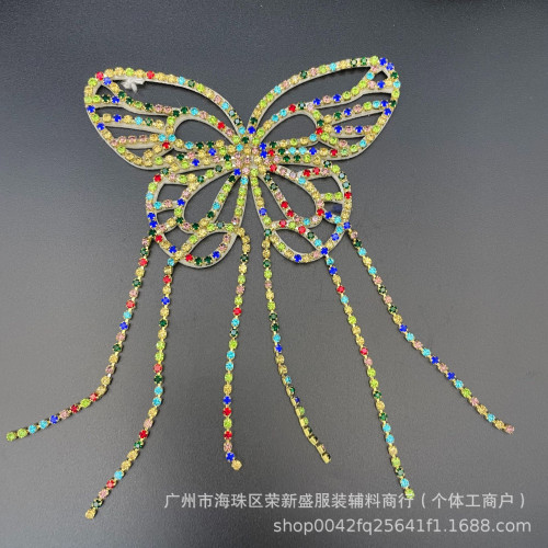 鏤空立躰水鑽燙鑽閃亮蝴蝶結流囌輕奢手工釘珠 DIY發夾耳飾服裝