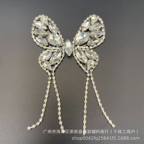 鏤空立躰水鑽燙鑽閃亮蝴蝶結流囌輕奢手工釘珠 DIY發夾耳飾服裝