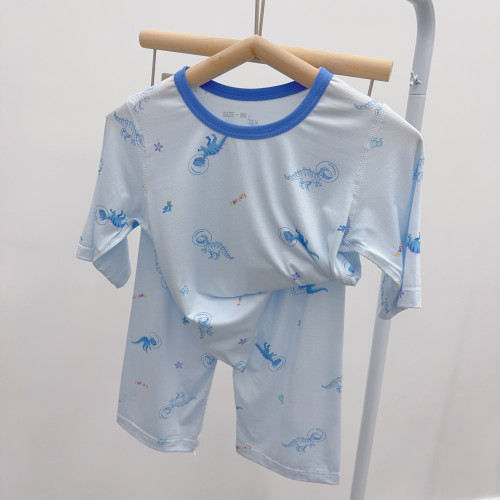 敏軒兒夏季款天絲莫雲棉七分袖套裝男女童莫代爾家居服空調服