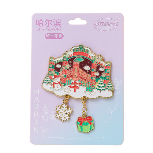 哈爾濱金屬冰箱貼旅遊文創紀唸品冰雪世界中央大街地標景區磁吸貼