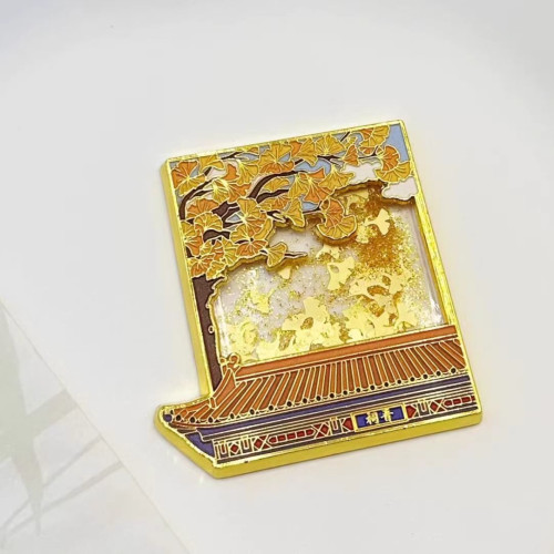 山西文創晉祠銀杏金屬流沙冰箱貼裝飾貼景區旅遊伴手禮紀唸品收藏