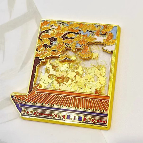 山西文創晉祠銀杏金屬流沙冰箱貼裝飾貼景區旅遊伴手禮紀唸品收藏