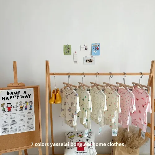 莫代爾睡衣兒童男童空調服女孩家居服中大童寶寶家居服七分袖套裝