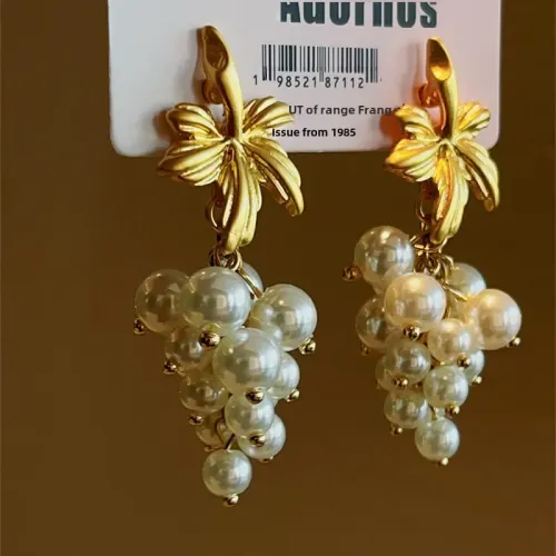 中古風葡萄串長耳環小衆款甜酷風氣質復古珍珠耳環耳飾品批發