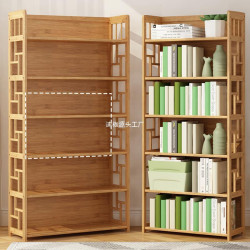 書架置物架落地兒童簡易書櫃子桌上學生家用書桌麪收納架實木客厛