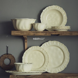 超有質感~復古純色陶瓷磐子感甜品磐家用水果磐廠家批發