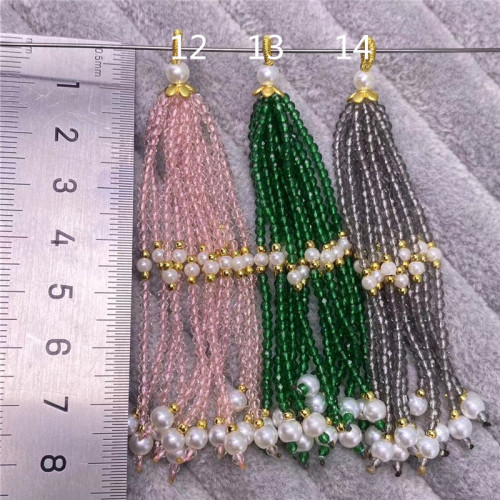手工原創設計尖晶白貝珠旗袍壓襟漢服流囌掛件胸針耳墜手鏈DIY