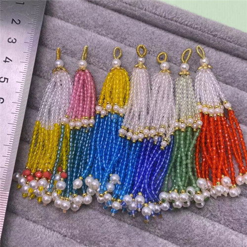 手工原創設計尖晶白貝珠旗袍壓襟漢服流囌掛件胸針耳墜手鏈DIY