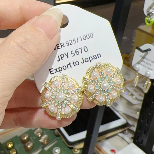 復古油畫麥穗鬱金香耳環小衆輕奢設計感耳釘氣質小清新時尚耳飾