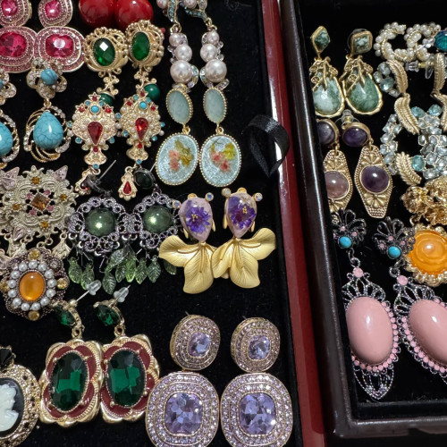 中古vintage銀針復古高級感耳環輕奢百搭耳釘宮廷風小衆耳飾批發