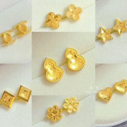 金店同款古法沙金鏡麪龍鱗耳釘高品質耳飾輕奢小衆高級感