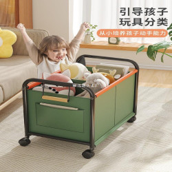 兒童玩具收納箱置物架零食小推車客厛移動家用書包架大容量儲物筐