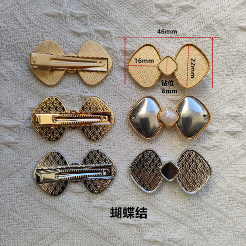diy蝴蝶結邊夾底胚宋錦佈藝貼皮螺鈿橢圓平夾凹槽底托配件材料