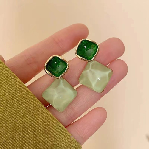 韓版綠色花朵時尚優雅耳環氣質百搭甜美耳釘大氣清新日常耳環批發