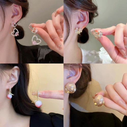 韓版時尚甜美粉色耳環女小衆氣質高級感耳釘精致百搭大氣日常耳飾