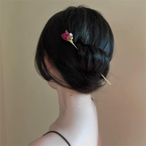 浪漫乾枯永生玫瑰花發簪新中式唯美氛圍感發釵古風小衆高級感發飾