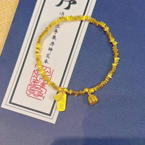 金店同款沙金碎銀幾兩平安手鏈三角碎金子蓮蓬手串diy新中式國潮