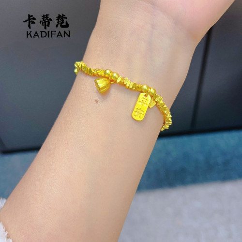 金店同款沙金碎銀幾兩平安手鏈三角碎金子蓮蓬手串diy新中式國潮
