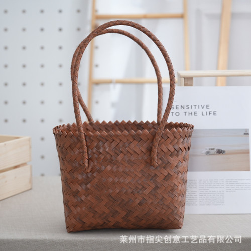 復古法式大容量手工編織包伴手禮菜籃子女士手提包海邊度假沙灘包