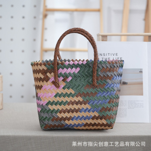 復古法式大容量手工編織包伴手禮菜籃子女士手提包海邊度假沙灘包