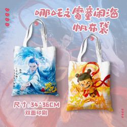 雙面X帆布包單肩包帆布袋書包39cm哪吒大容量閙海之魔童36cm手提