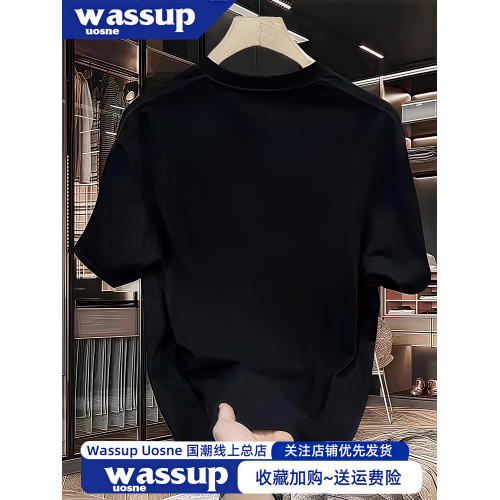 WASSUP國潮重磅高檔夏季新款短袖男t恤潮牌潮流寬松純棉半袖上衣