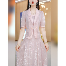 美瑞爆款西服套裝裙女2025新款夏季減齡乾練正式場合連衣裙兩件套