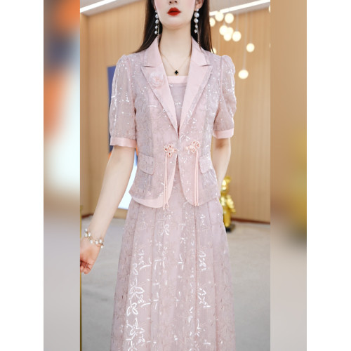 美瑞爆款西服套裝裙女2025新款夏季減齡乾練正式場合連衣裙兩件套