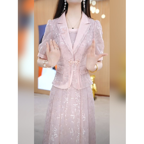 美瑞爆款西服套裝裙女2025新款夏季減齡乾練正式場合連衣裙兩件套