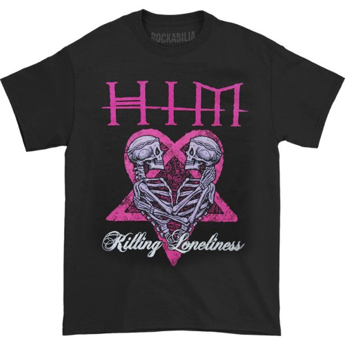 HIM Goth Rock哥德搖滾芬蘭搖滾樂隊哥特骷髏頭龐克美式復古男T恤