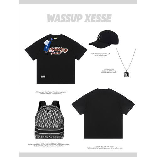 WASSUP XESSE夏季短袖男t恤2025新款重磅簡約休閒寬松圓領打底衫