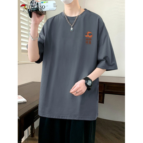 啄木鳥青少年全棉短袖寬松潮流半袖印花男T恤休閒百搭男孩上衣服