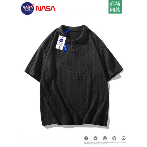 NASA潮牌短袖T恤男2025新款提花夏季POLO衫寬松休閒情侶半袖上衣