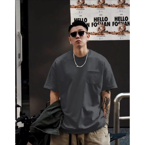 美式簡約短袖男t恤2025夏季新款高街潮牌圓領寬松休閒T恤男裝